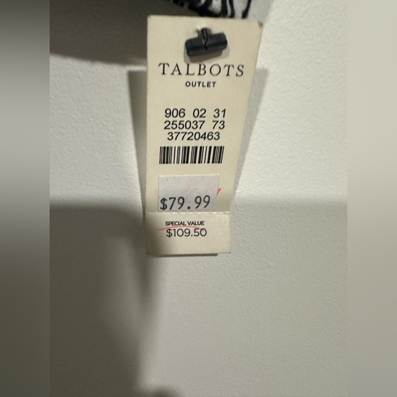 NWT Talbots Belted Black and White Dress Size Large Button Down V Neck Stretch - Picture 4 of 6
